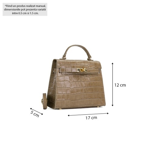 Poseta Piele Thea Croco Baby - CREM - Img 5