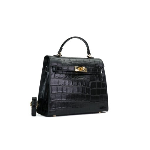 Poseta Piele Thea Croco Mini - NEGRU