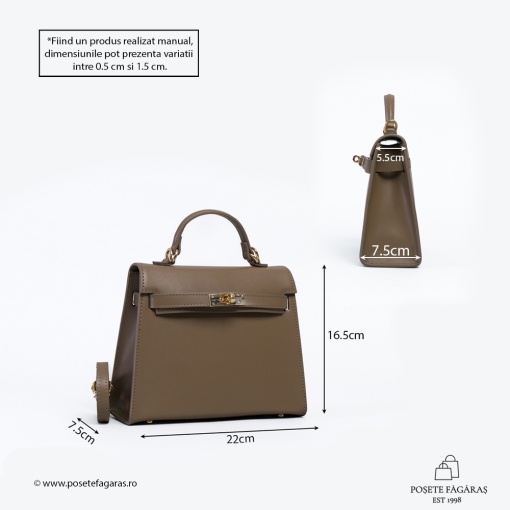 Poseta Piele Thea Slim Mini - TAUPE - Img 5