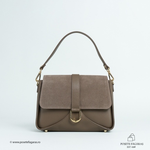Poseta Ava - Piele Intoarsa - TAUPE - Img 2