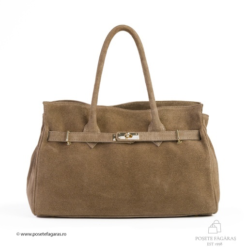 Poseta Celina - Piele Intoarsa TAUPE - DESCHIS - Img 2
