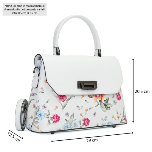Poseta Piele Alana - FLORAL-ALB - Img 5