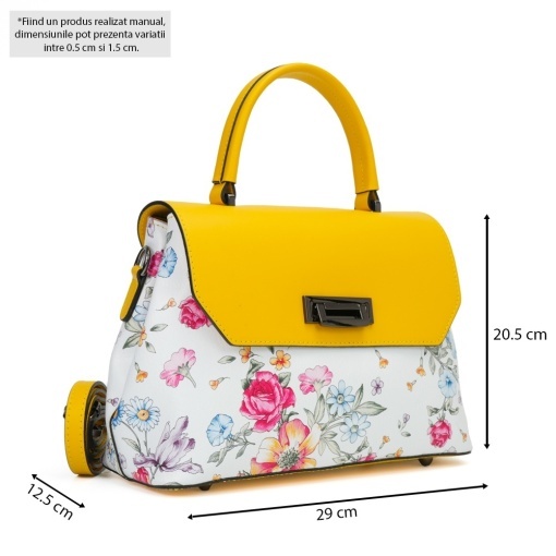 Poseta Piele Alana - FLORAL-GALBEN - Img 5
