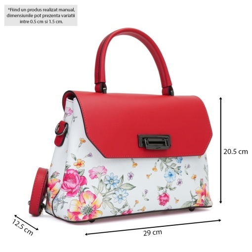 Poseta Piele Alana - FLORAL-ROSU - Img 5