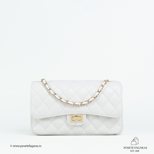 Poseta Piele Mini Ruby - ALB-SIMPLU - Img 2
