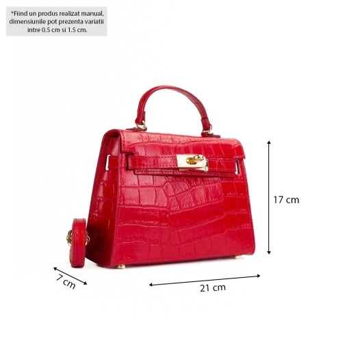 Poseta Piele Thea Croco Mini - ROSU - Img 5