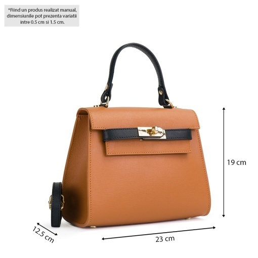 Poseta Piele Thea Safiano - CAMEL-NEGRU - Img 5