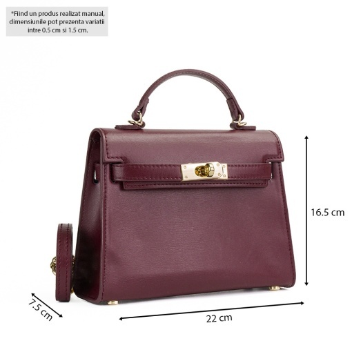 Poseta Piele Thea Slim Mini - BORDO - Img 5