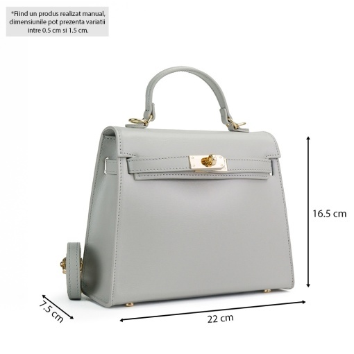 Poseta Piele Thea Slim Mini - GRI-DESCHIS - Img 5