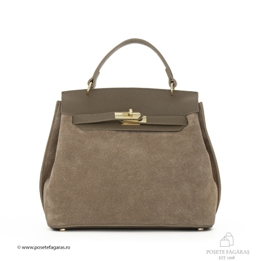 Poseta Teresa - Piele Intoarsa TAUPE - Img 2
