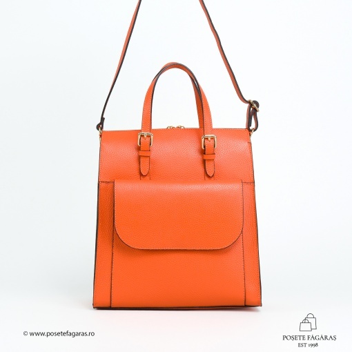 Rucsac Piele Alessa - PORTOCALIU - Img 2