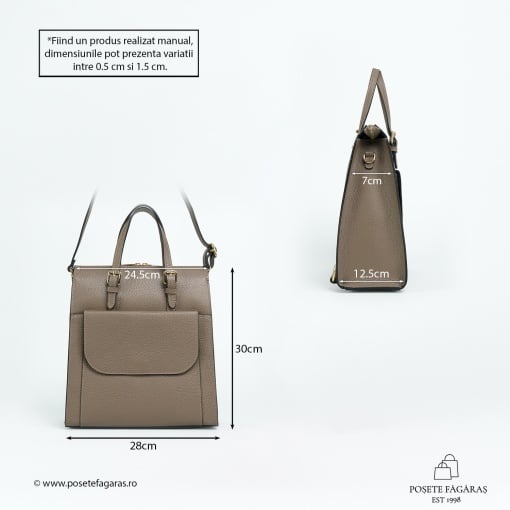 Rucsac Piele Alessa - TAUPE - Img 5