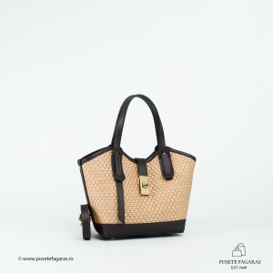 Poseta Loren - Piele & Rafie - MARO-INCHIS