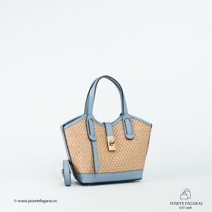 Poseta Loren - Piele & Rafie - BLEU