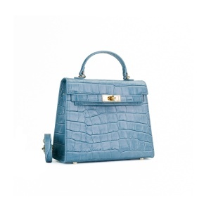 Poseta Piele Thea Croco Mini - BLEU