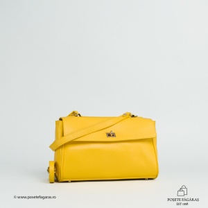Poseta Piele Victoria - GALBEN-INCHIS