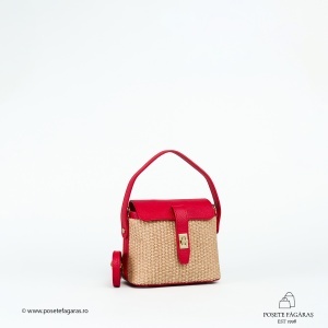 Poseta Linda - Piele & Rafie - ROSU