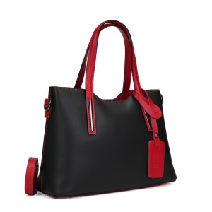 Poseta Piele Mini Michelle - NEGRU-ROSU