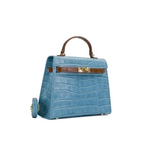 Poseta Piele Thea Croco Mini - BLEU-CONIAC