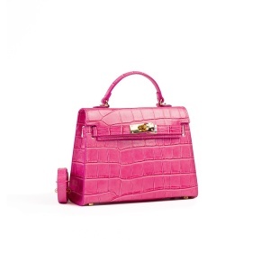 Poseta Piele Thea Croco Mini - FUCSIA