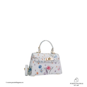 Poseta Piele Thea Baby - FLORAL-ALB