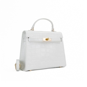Poseta Piele Thea Croco - ALB-SIMPLU