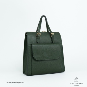 Rucsac Piele Alessa - VERDE INCHIS