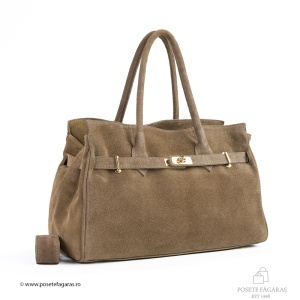Poseta Celina - Piele Intoarsa TAUPE - DESCHIS