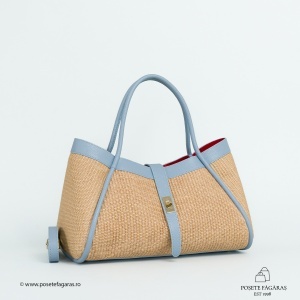 Poseta Lima - Piele & Rafie - BLEU