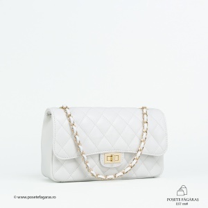 Poseta Piele Mini Ruby - ALB-SIMPLU