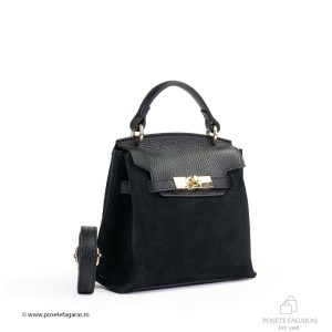 Poseta Teresa Baby - Piele Intoarsa NEGRU