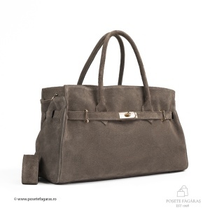 Poseta Celina - Piele Intoarsa TAUPE