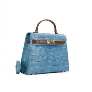 Poseta Piele Thea Croco - BLEU-CONIAC