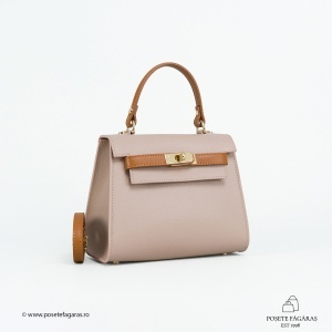 Poseta Piele Thea Safiano - ROZ PUDRA - CONIAC