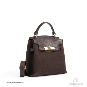 Poseta Teresa Baby - Piele Intoarsa MARO-INCHIS