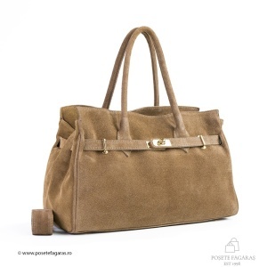 Poseta Celina - Piele Intoarsa TAUPE - DESCHIS