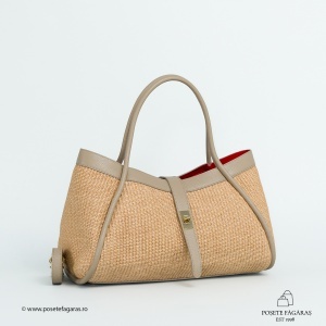 Poseta Lima - Piele & Rafie - CREM