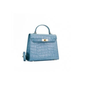 Poseta Piele Thea Croco Baby - BLEU