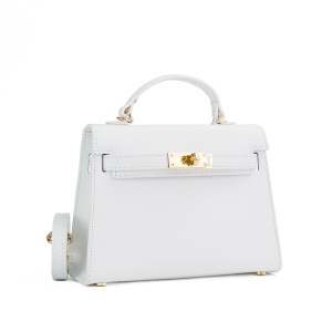 Poseta Piele Thea Slim Mini - ALB-SIMPLU