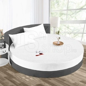 Set husă pentru pat rotund 200 cm diametru + 2 fețe de pernă 50x70cm - Img 4