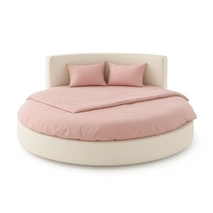 Set husă pentru pat rotund 180 cm diametru + 2 fețe de pernă 50x70cm - Img 5