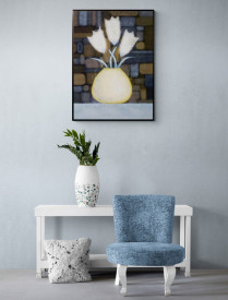 Tablou living flori - The White Tulips - Img 2