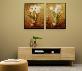 Tablou living flori - White Narcissus on Bronze