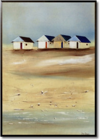 Tablou living tema marina - Beach Cabins IV
