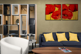Tablou living flori - Squared Poppies II