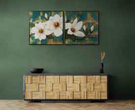 Tablou living flori - Aqua Floral II - Img 3