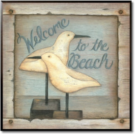 Tablou vintage pescarusi - Welcome to the Beach
