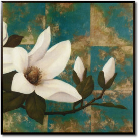 Tablou living flori - Aqua Floral II