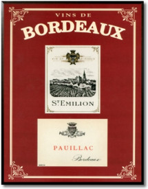 Tablou vintage vinuri - Vins de Bordeaux II