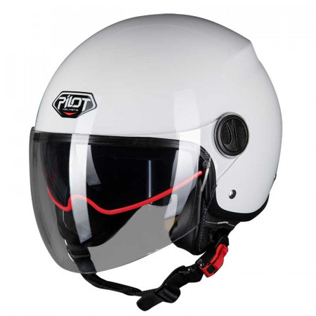 PILOT - Casca Open-face FAZER (sun visor) - S, alb lucios [monocolor]